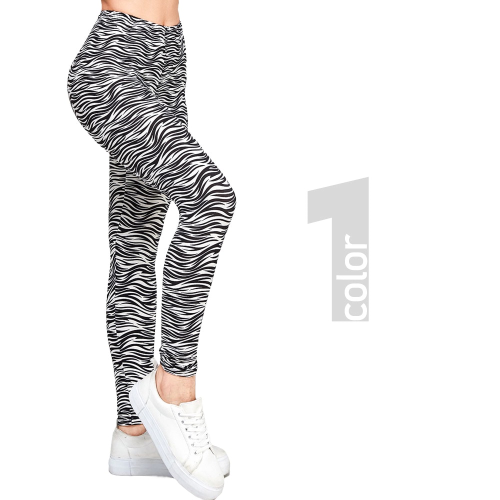 ゼブラ柄 ピーチスキンアニマル プリント ハイウエスト レギンス【LA★インポート】 -la-jc-pt193