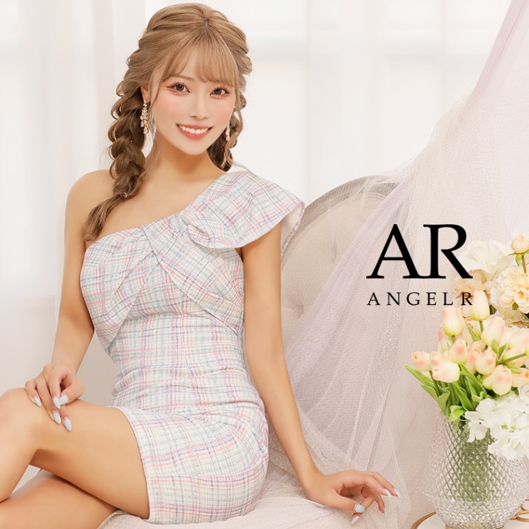 AngelR リボン/ワンショルダーのチェック柄 /タイト/ミニドレス  エンジェルアール  AR23218
