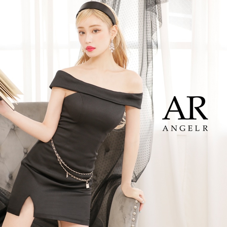 AngelR オフショルダー/ストレッチ/タイト/ミニドレス /チェーンベルト付属 エンジェルアール  AR23832