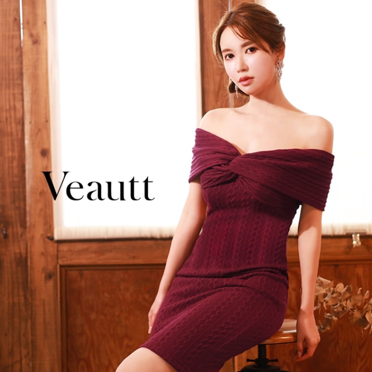 Veautt(ヴュート) オフショルダー/ジャガード/ミディアムドレス　/バスト/クロス/オフショルダー/ジャガード/タイト/ミディアム/ドレス VT18238 (by エンジェルアール/AngelR)