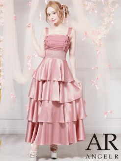 【予約】(7月上旬～7月中旬入荷予定)【Angel R/エンジェルアール】AR25841 フリルロングドレス バストリボン ウエストシャーリング フレア ガーリー キャバドレス【AR ドレス】