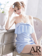 【Angel R/エンジェルアール】2way パールストラップ付き フリル リボン マイクロミニ キャバドレス ワンピース AR25835【AR ドレス】|ミニドレス|AngelR エンジェルアール　