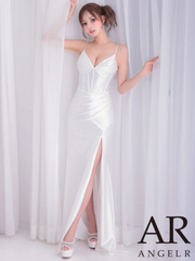 【Angel R/エンジェルアール】タック×ビジュー タイト ロングドレス ワインレッド/ブルー/ブラック/ホワイト AR25239【AR ドレス】|ロングドレス|AngelR エンジェルアール　高級