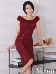 【Veautt/ヴュート】オフショルダー 2Way ウエストチャーム ミディアムタイトドレス (VT022518)|Veautt (ヴュート) 大人ドレス