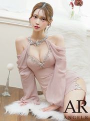 【Angel R/エンジェルアール】ビジュー ホルターネック シフォン ロングスリーブ タイトミニドレス キャバドレス ナイトドレス 高級ドレス ワンピース AR25862|ミニドレス|AngelR 