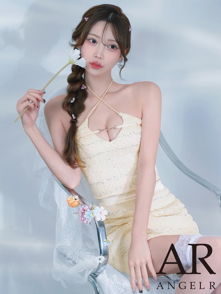 予約(5月上旬～5月中旬入荷予定)[AngelR] シャーリング クロスネック バストチャーム スパンコール セパレート タイト ミニドレス セットアップ ワンピース アイボリー ブルー ブラック キャバドレス キャバクラドレス ナイトドレス ラウンジ クラブ パーティー 撮影 イベント 演奏会 AR26824