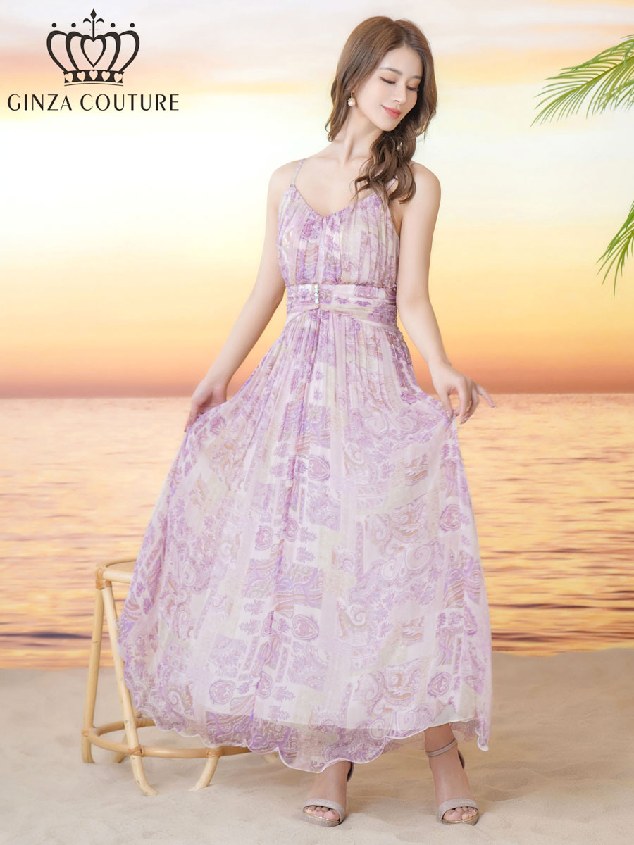 GINZA COUTURE] 2color シフォンプリント キャミソール Vネック