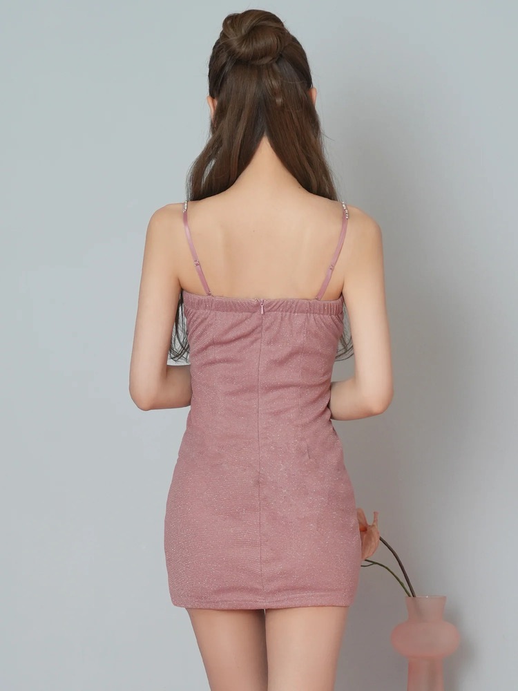 再入荷[AngelR] 4color ビジュー チュール ドレープ バストVカット ベアトップ 2way タイト マイクロミニドレス ワンピース ブラック ベージュ ブルー ピンク キャバドレス ナイトドレス AR26823