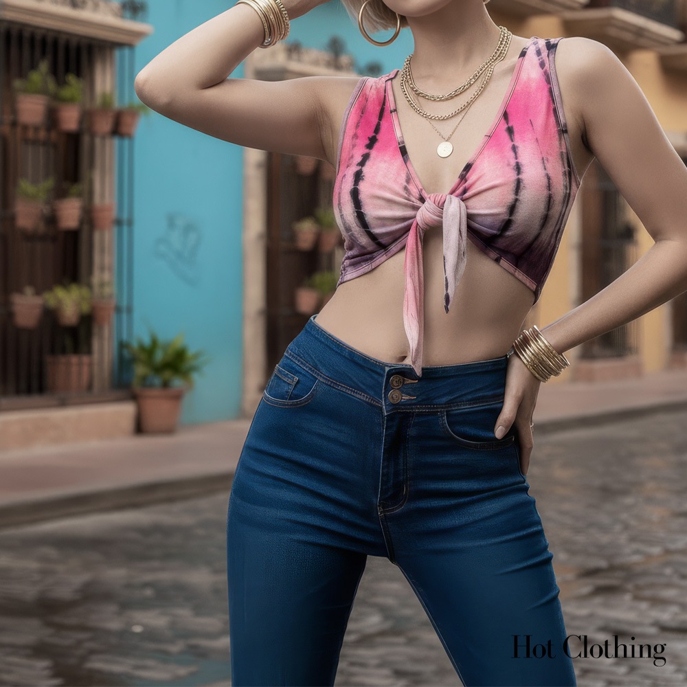 SALE】【L.A. Import】 2color タイダイ柄 フロントタイ クロップド 
