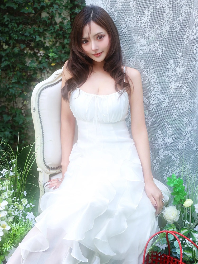 [AngelR] 再入荷 花柄プリント ギャザー バストリボン フリル フレア シフォン ロングドレス キャバドレス ラウンジ パーティー アイボリー ラベンダー イエロー AR26312