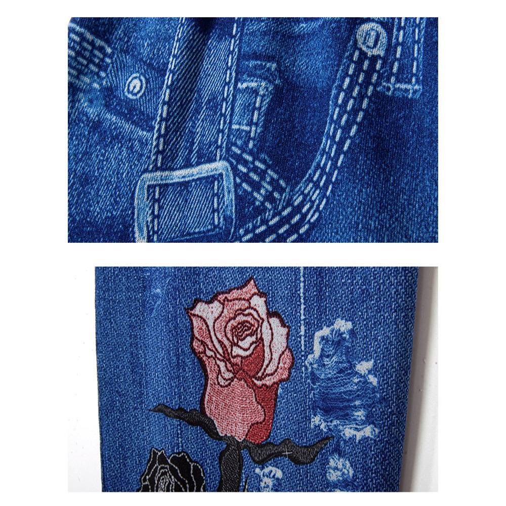 [HotClothing Import]  ローズプリント 花柄  デニムプリント レギンス スーパーストレッチ スキニーパンツ ジェギンス スリムパンツ S M L 大きいサイズ [即日発送] cpt-25002 