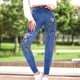 [HotClothing Import]  ローズプリント 花柄  デニムプリント レギンス スーパーストレッチ スキニーパンツ ジェギンス スリムパンツ S M L 大きいサイズ [即日発送] cpt-25002 