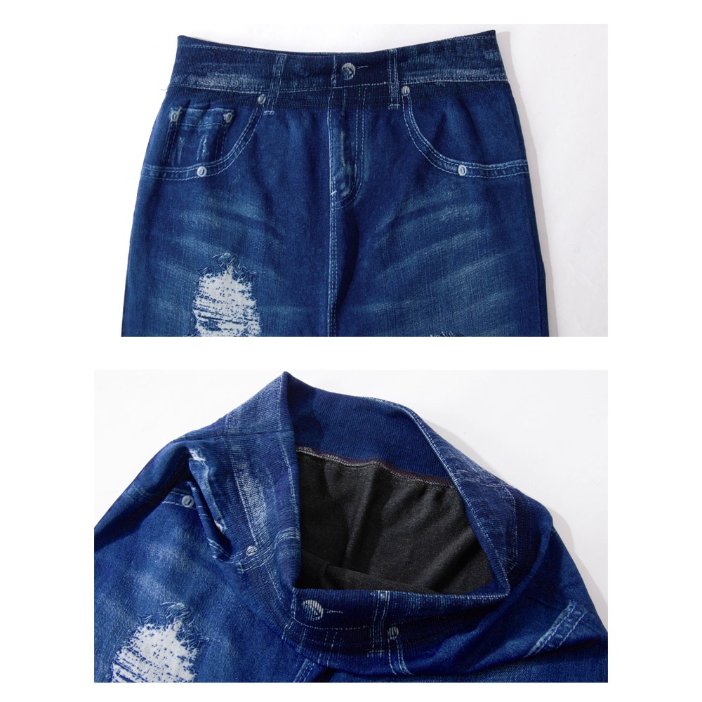 [HotClothing Import] イミテーション ダメージプリント デニムプリント レギンス パンツ スキニーパンツ ジェギンス スパッツ スリムパンツ スーパーストレッチ カジュアルパンツ S M L 大きいサイズ [即日発送] cpt-25003