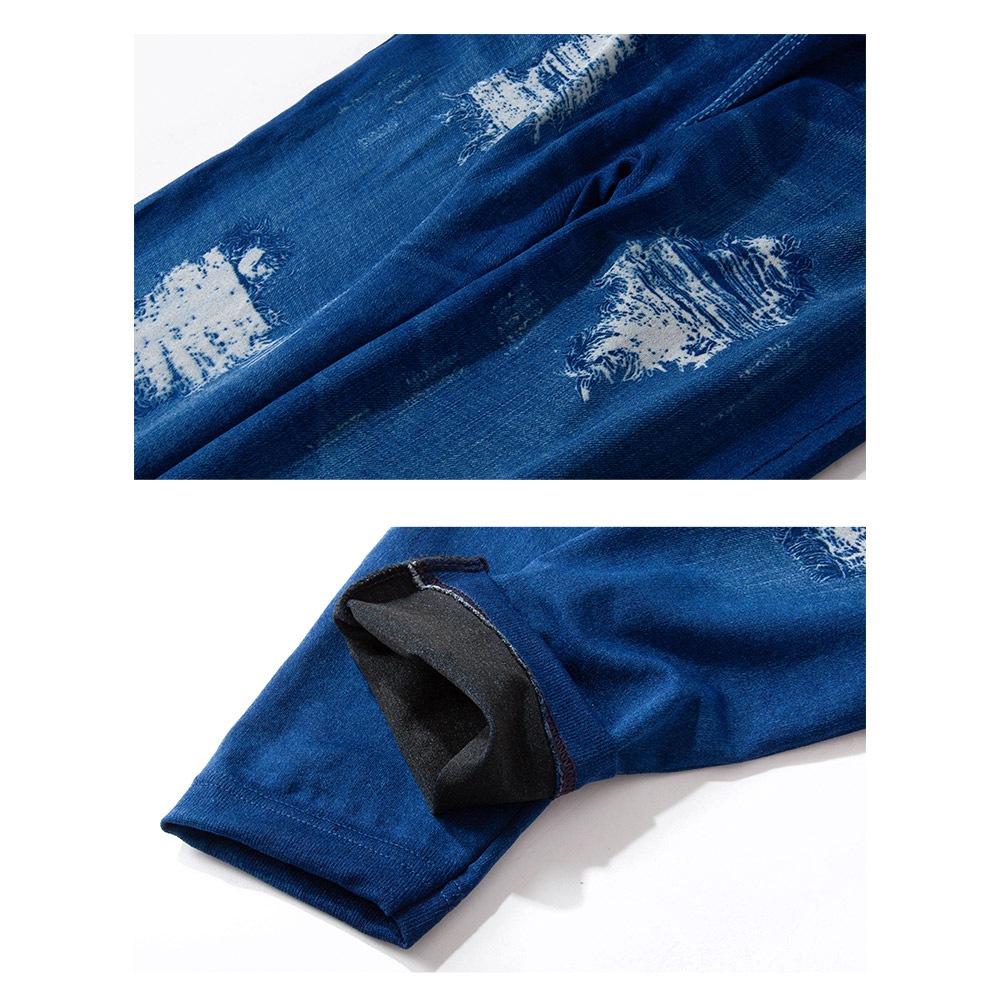 [HotClothing Import] イミテーション ダメージプリント デニムプリント レギンス パンツ スキニーパンツ ジェギンス スパッツ スリムパンツ スーパーストレッチ カジュアルパンツ S M L 大きいサイズ [即日発送] cpt-25003