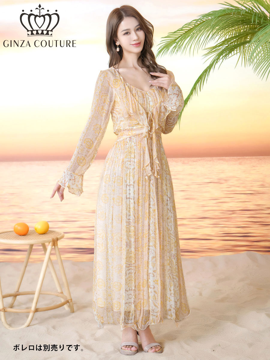 GINZA COUTURE] 2color シフォンプリント キャミソール Vネック