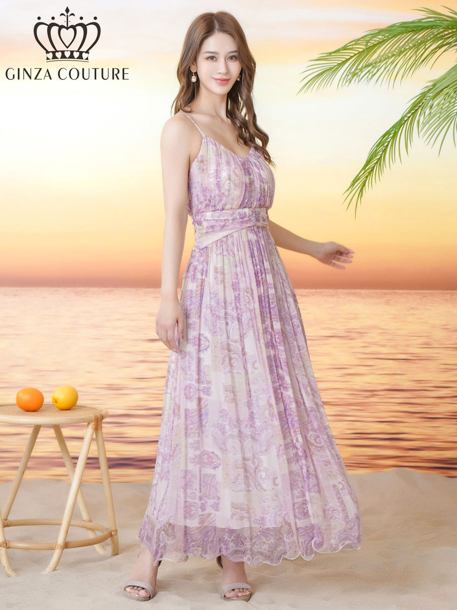 GINZA COUTURE] 2color シフォンプリント キャミソール Vネック