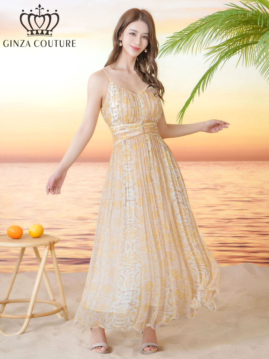GINZA COUTURE] 2color シフォンプリント キャミソール Vネック