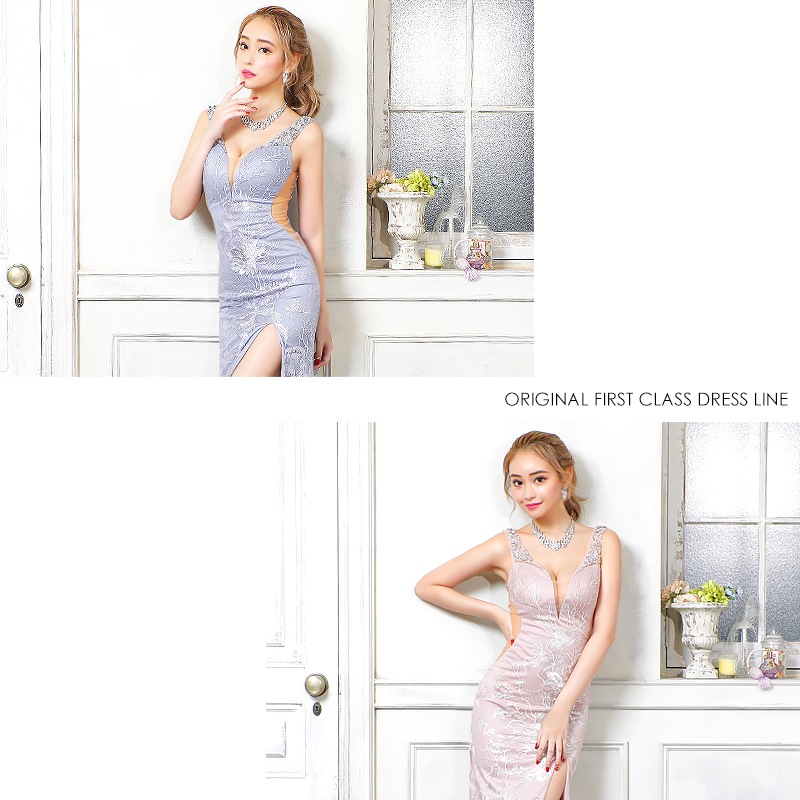 AngelR エンジェルアール レース刺繍デザインビジュータイトロング  