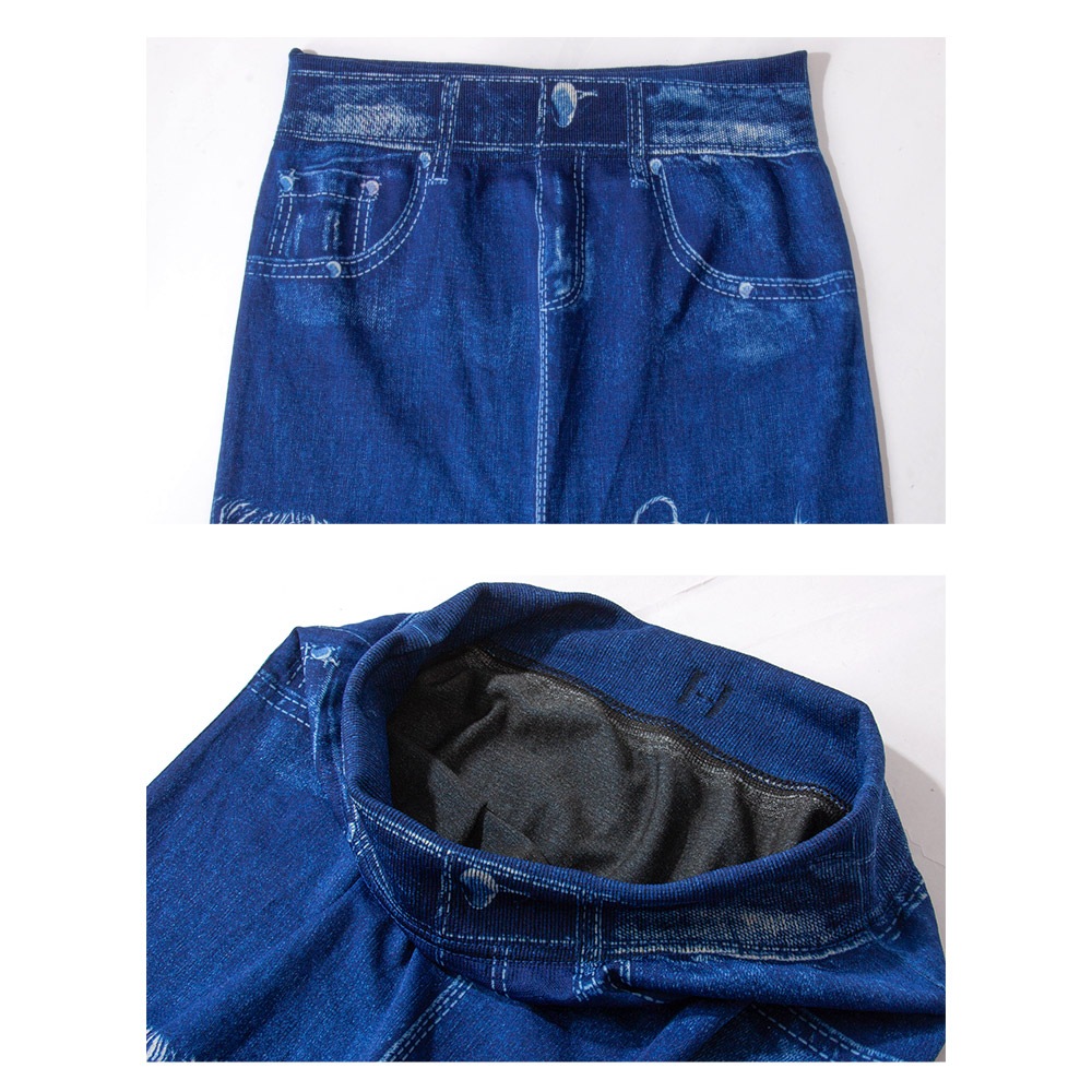 [HotClothing Import]ダメージプリント(赤) イミテーション デニムプリント レギンス  パンツ スキニーパンツ ジェギンス スパッツ スリムパンツ スーパーストレッチ カジュアルパンツ S M L 大きいサイズ [即日発送] [cpt-25004]