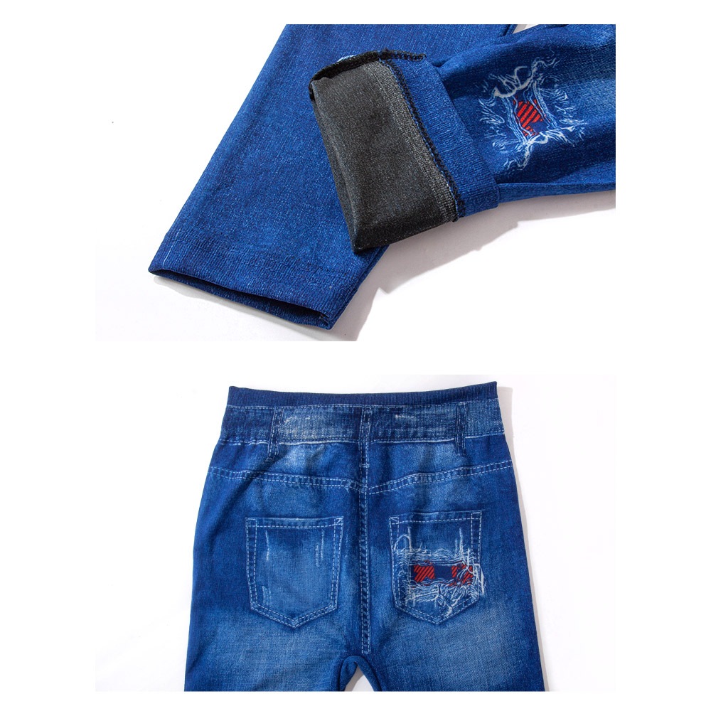 [HotClothing Import]ダメージプリント(赤) イミテーション デニムプリント レギンス  パンツ スキニーパンツ ジェギンス スパッツ スリムパンツ スーパーストレッチ カジュアルパンツ S M L 大きいサイズ [即日発送] [cpt-25004]