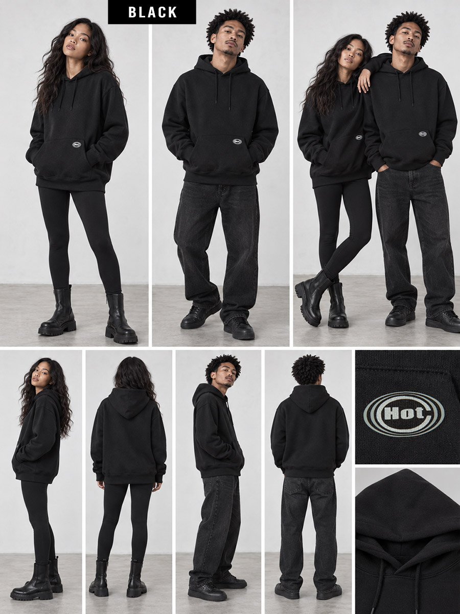 [HotClothing Original] 3color Hotロゴ 15.5oz 裏起毛 オーバーサイズ スウェットパーカー ユニセックス S-XL hot-goat-9060