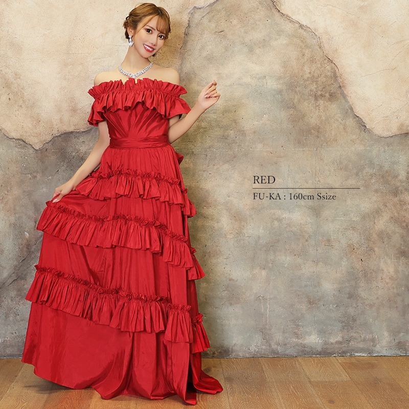 AngelR フリルリボンオフショルダーフレアロングドレス エンジェル  