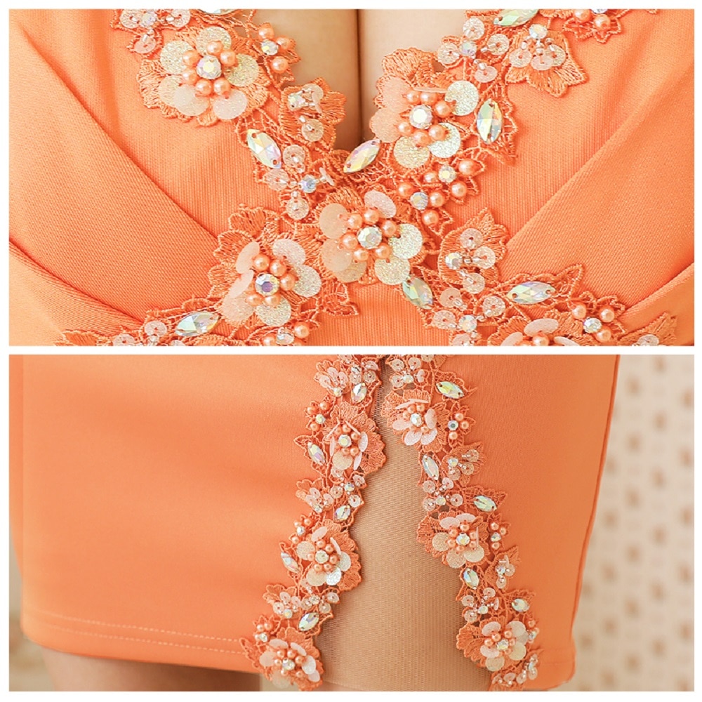 AngelR クロスフラワーパールビジューキャミソールタイトミニ