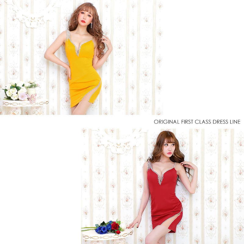 エンジェルアール アシンメトリー ビジュー ショルダータイトミニ