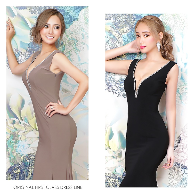 AngelR バッグビジューデザインロングドレス パーティードレス 高級