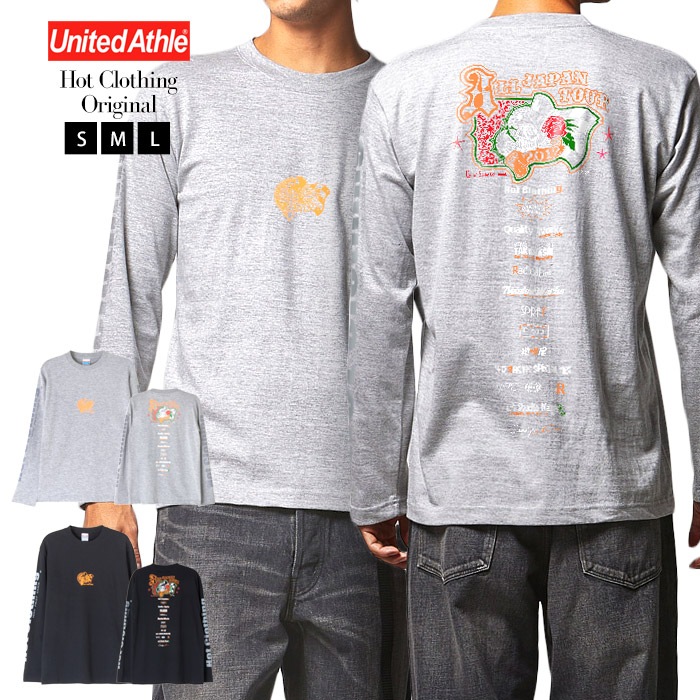 Mens HotClothingオリジナル 復刻 スカルプリントスタッフロングTシャツ -hot-t009