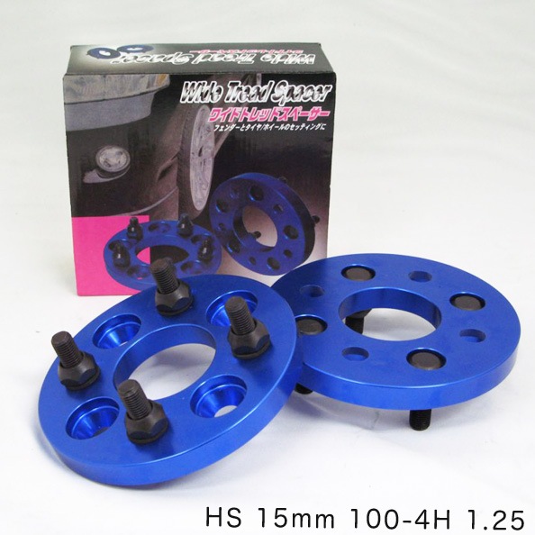 ブルー ワイドトレッドスペーサー 15mm PCD100/P1.25/4H ブレイス BZ-003|タイヤ・ホイール|車用品