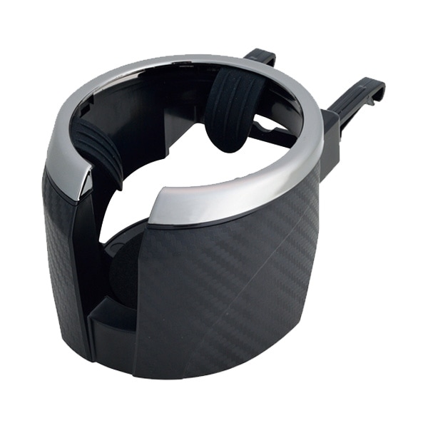 ドリンクホルダー カーボン柄 カップホルダー とって付きカップもOK！ メタルブラック/セイワ：W859|アクセサリ|車用品