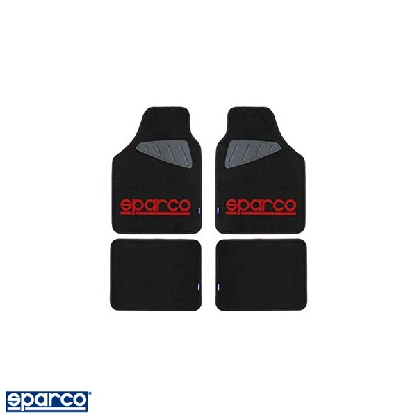 フロアマット 4ピースセット ブラック/レッド 汎用マット /スパルコ/sparco CORSA：SPC1903|内装パーツ|車用品