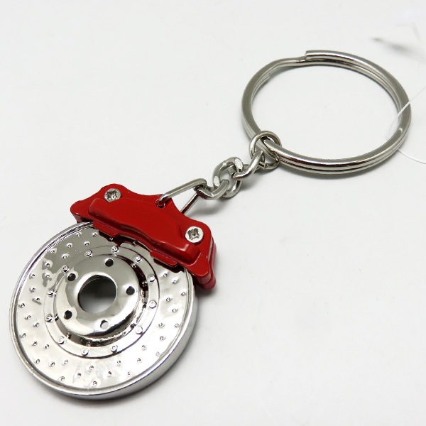  キック：キーホルダー ブレーキローター シルバー/レッド キャリパー ブレーキディスク/KM9005|アクセサリ|車用品