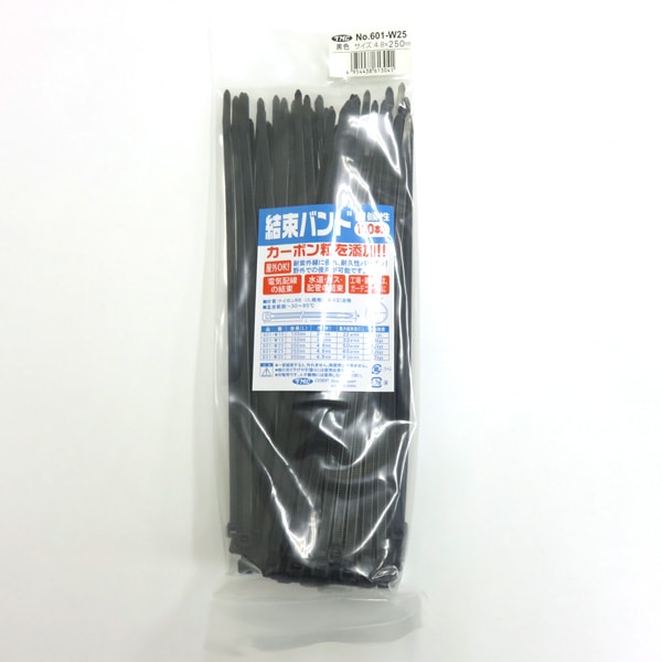 トヨミツ：結束バンド 黒 4.8×250mm 100本入 配線 ケーブル 野外OK 耐候性/601-W25|DIY・工具|車用品