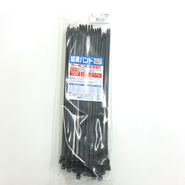トヨミツ：結束バンド 黒 4.8×300mm 100本入 配線 ケーブル 野外OK 耐候性/601-W30|DIY・工具|車用品