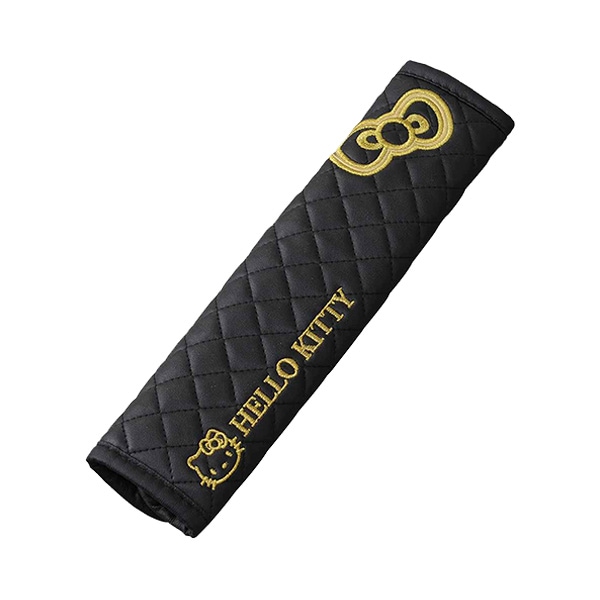 セイワ ハローキティ B&G シートベルトパッド ブラック×ゴールド キルティング柄 クッション素材 車載 KT513|セーフティ|車用品