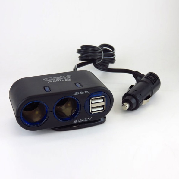 ブレイス 2連シガーソケット USBポート付 DC12V用 出力合計8A セパレート式 角度調整可能 コード長90cm BS-400|アクセサリ|車用品