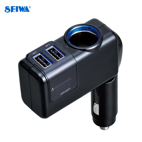 セイワ/SEIWA モニタリングダイレクトソケット 増設 最大4.8A ブルーLED 電源 Type-A 180°角度調節  F307|アクセサリ|車用品