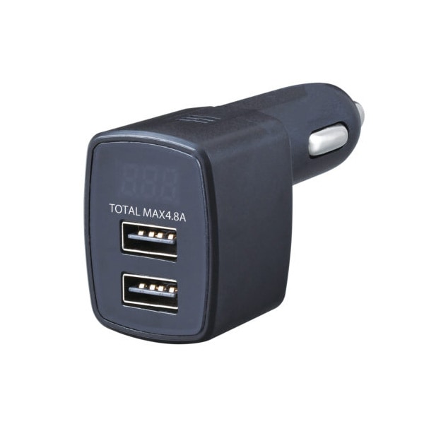 セイワ モニタリングDCパワープラグ USB2ポート  充電 増設 車内 DC12/24V 電圧計付 ブルーLED F312|アクセサリ|車用品