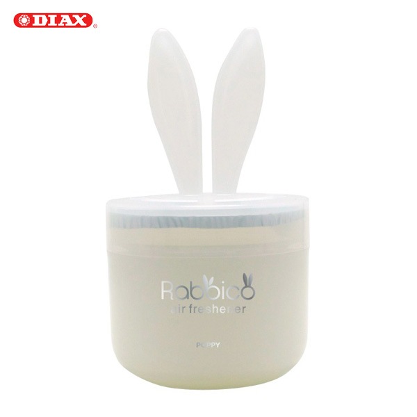 ダイヤケミカル 芳香剤 ラビッコホワイト ホワイトムスクの香り ゲルタイプ 90g 置き型 ウサギ耳 車内 2401|芳香剤・消臭剤|車用品