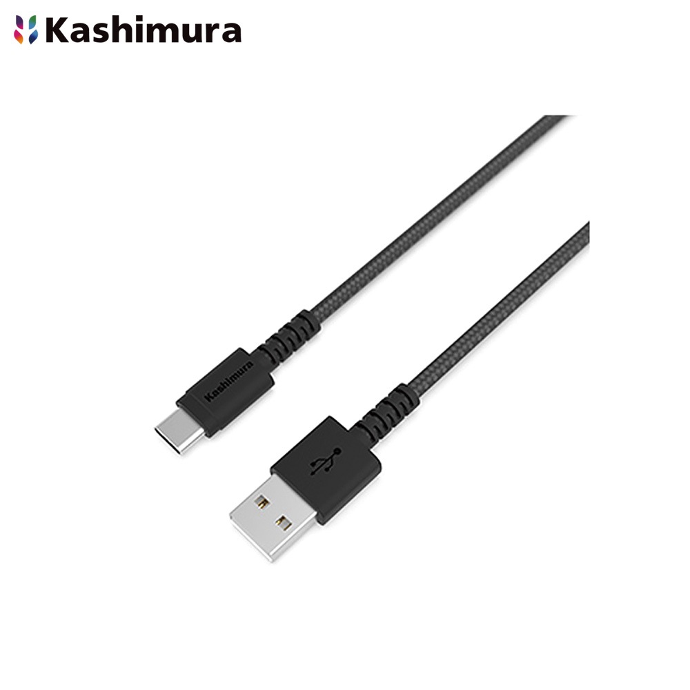 カシムラ USB充電＆同期ケーブル 1.2m Type-C USB-A 5V 3A ナイロンメッシュ ブラック 断線に強い スマホ充電 AJ-629|アクセサリ|車用品