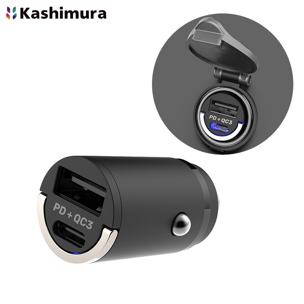カシムラ DC USB電源 変換 PD20W USB 2ポート QC3 自動判定 コンパクト 車載 Type-C USB-A 12/24V車マイナスアース車 DC-037|アクセサリ|車用品