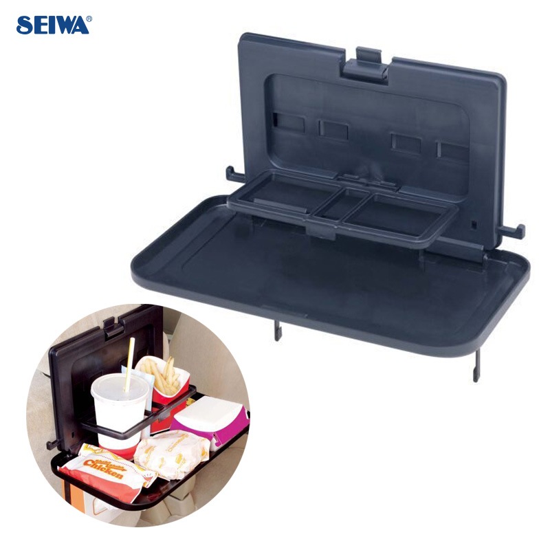 セイワ/SEIWA ビッグワイドリアトレイ リアシート専用 ドリンクホルダー 食事時に 車内収納 車中泊時にも便利 ティッシュフック付 WA100|アクセサリ|車用品