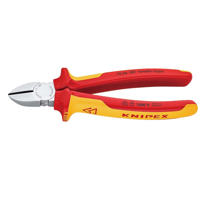 KNIPEX(クニペックス) 絶縁斜ニッパー 1000V (台紙付き)  7006-180|KNIPEX|工具