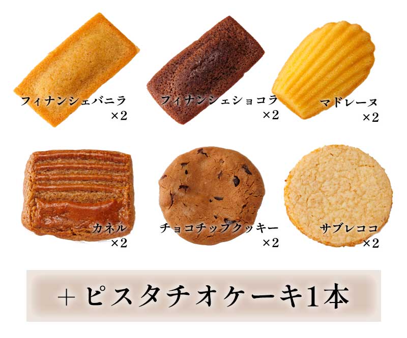 焼き菓子とピスタチオケーキの詰め合わせ