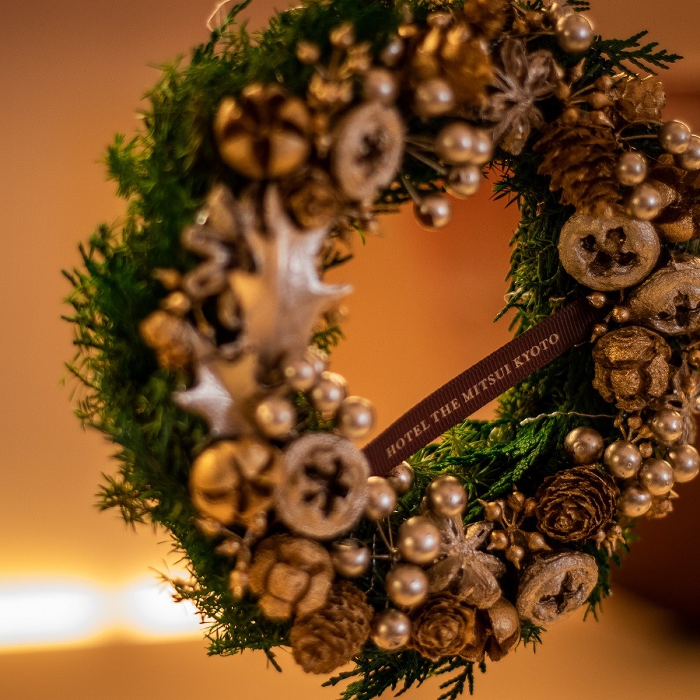 【期間限定】 プリザーブドフラワー 「木箱のクリスマスリース」 中・大