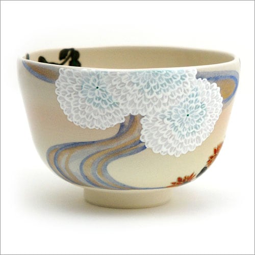 【茶道具】山岡善昇造　夜桜茶碗　（共箱）○ 若冲写 菊茶碗 山岡善昇作 | 山岡善昇作 若冲 十二ヶ月の抹茶碗