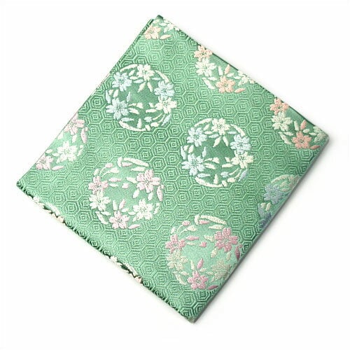 茶道具 出帛紗/出袱紗】 出帛紗 亀甲に桜の丸 緑 正絹 中川政七商店