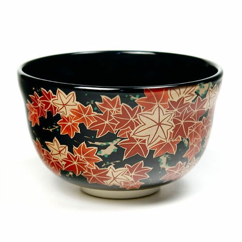 茶碗 宮地英香 黒仁清 紅葉 新品 〇【茶器/茶道具 抹茶茶碗】 黒仁清写し 紅葉 宮地英香作 – 今屋